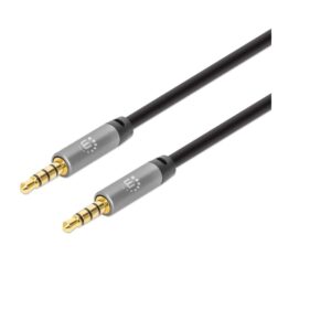 CABLE MANHATTAN AUDIO ESTEREO 3.5MM M-M 3.0M NEGRO/PLATEADO 356008