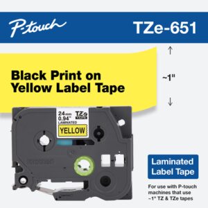 CINTA BROTHER TZE651 LAMINADA ESTANDAR NEGRO / AMARILLO 24MM X 8M