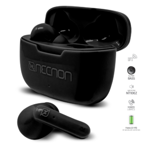 AUDIFONOS NECNON NTWS-03 BLUETOOTH 5.0 INDICADOR LED NEGRO(NBAB030100)