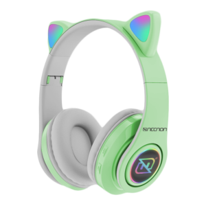 AUDIFONOS NECNON ON-EAR BT NBH-07 C/OREJAS LUZ RGB  MANOS LIBRES VERDE