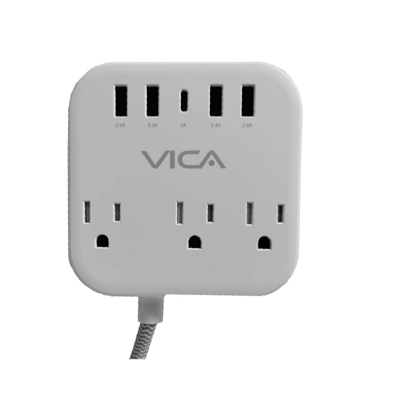 SUPRESOR DE PICOS VICA C/ 3 TOMAS,4 PTOS USB-A,Y 1 PTO USB-C (EX 7P)